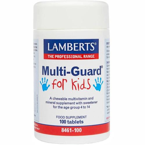 Lamberts Multi-Guard For Kids Συμπλήρωμα Διατροφής με Συνδυασμό Βιταμινών, Μετάλλων & Ιχνοστοιχείων για Σωστή Ανάπτυξη, Ενέργεια & Ανοσοποιητικό για Παιδιά από 4-14 Ετών 100chew.tabs